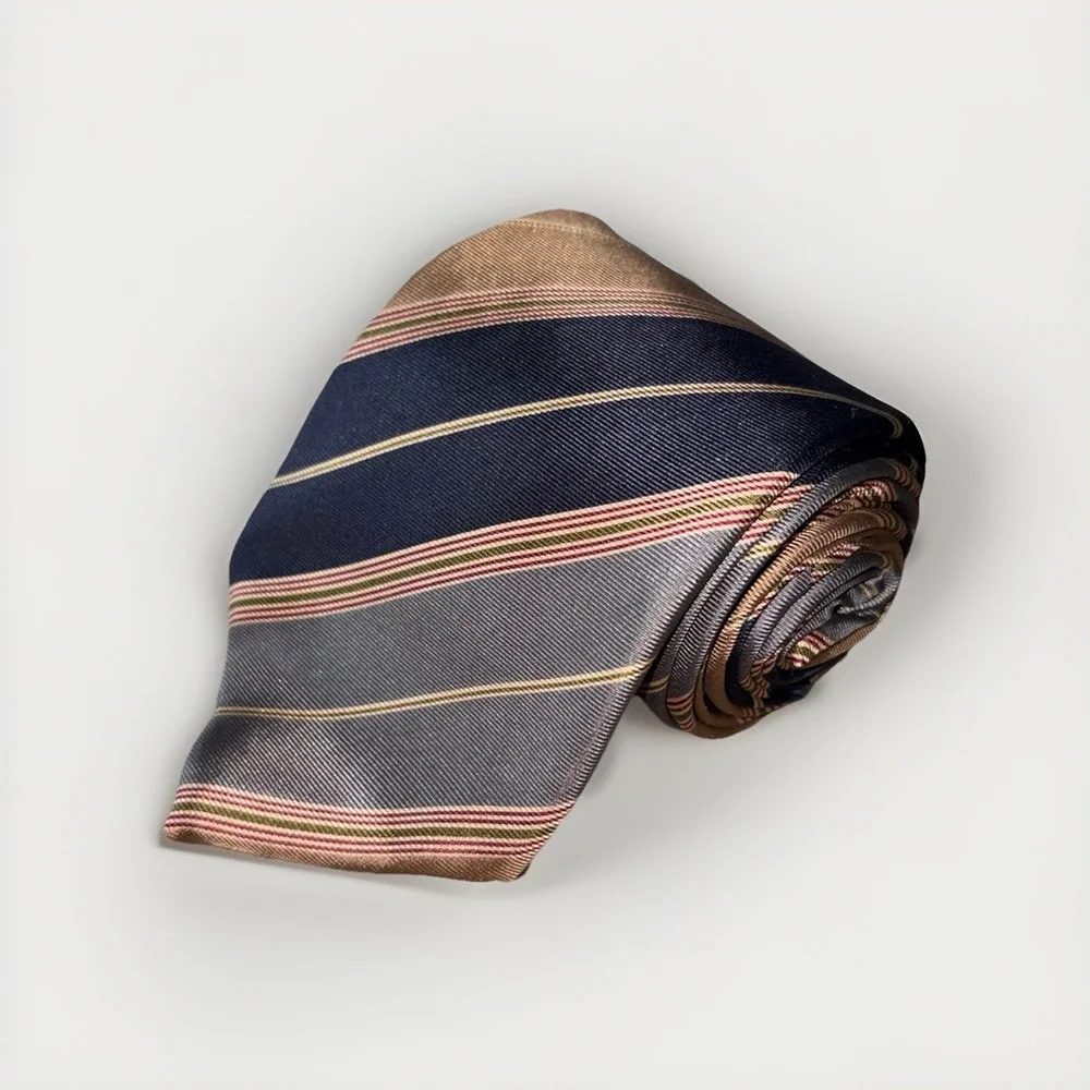 Vintage Pierre Cardin Men's Classic Necktie Browns Base 100% Silk  Striped‎